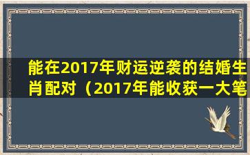 能在2017年财运逆袭的结婚生肖配对（2017年能收获一大笔财富, 福运不断, 好运多多的生肖）